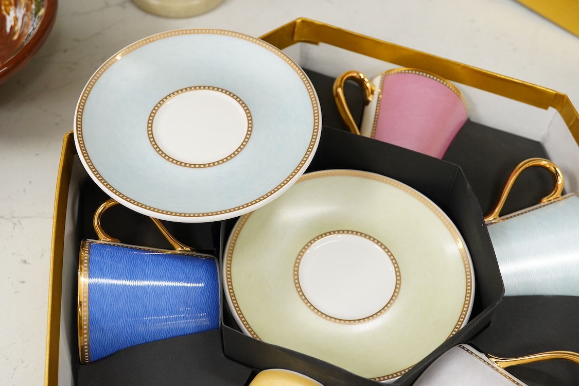 A Royal Collection of Faberge set of six bone china cups and saucers, boxed